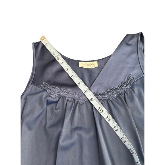 VTG‎ Vanity Fair Blue Dainty Sleeveless Embroidered Intimate Slip Dress Small - Picture 10 of 11